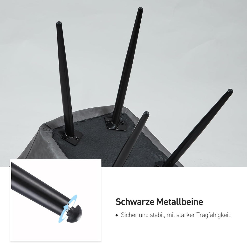 CLIPOP Esszimmerstühle 4er Set, Küchenstühle Grau Kunstlederstoff stühle Polsterstühle mit Armlehne Metallbeine Polstersessel Stühle für Esszimmer