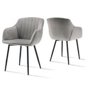 Esszimmerstühle Beige 4er Set mit Armlehnen, Modern Polsterstühle Leinen, Küchenstühle mit Metallgestell für Esszimmer, Wohnzimmer, Küche