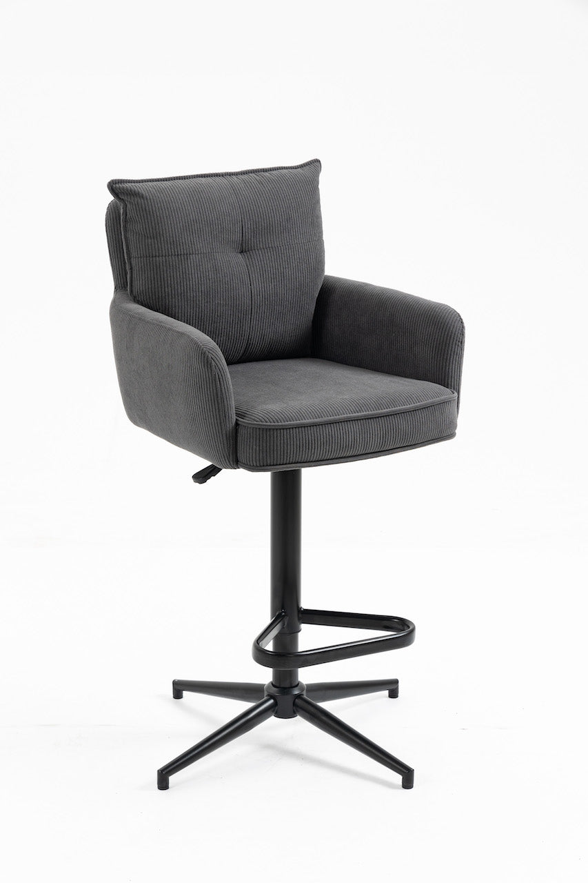Barhocker Barstuhl Paulo Cord anthrazit 360° drehbar