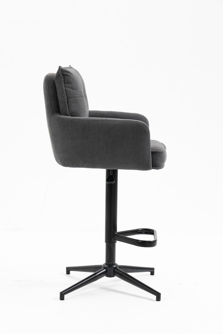 Barhocker Barstuhl Paulo Cord anthrazit 360° drehbar