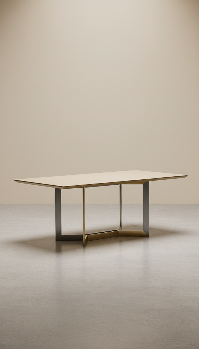 Minimalistischer Esstisch mit Metallkufen